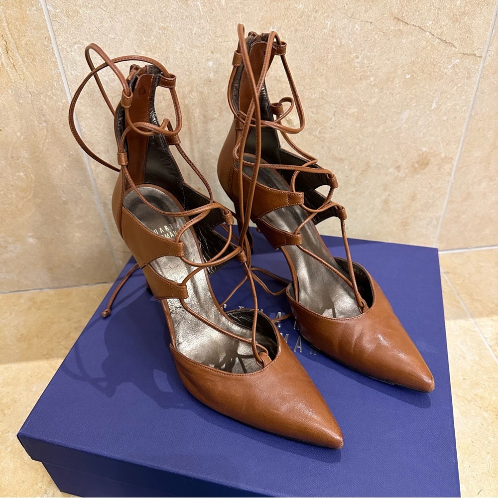 Stuart Weitzman “Strung-Up” Lace Up Heels